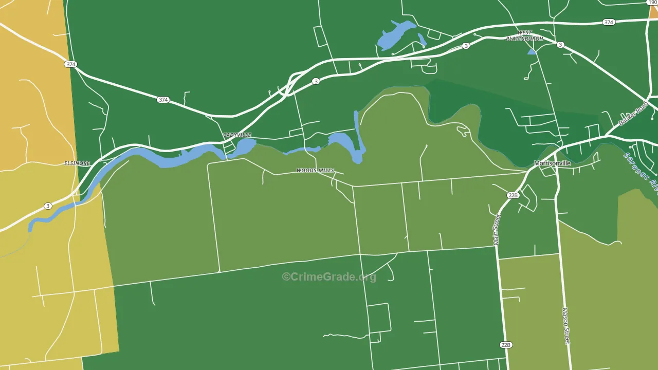 Woods Mills, NY Map of Assault Rates