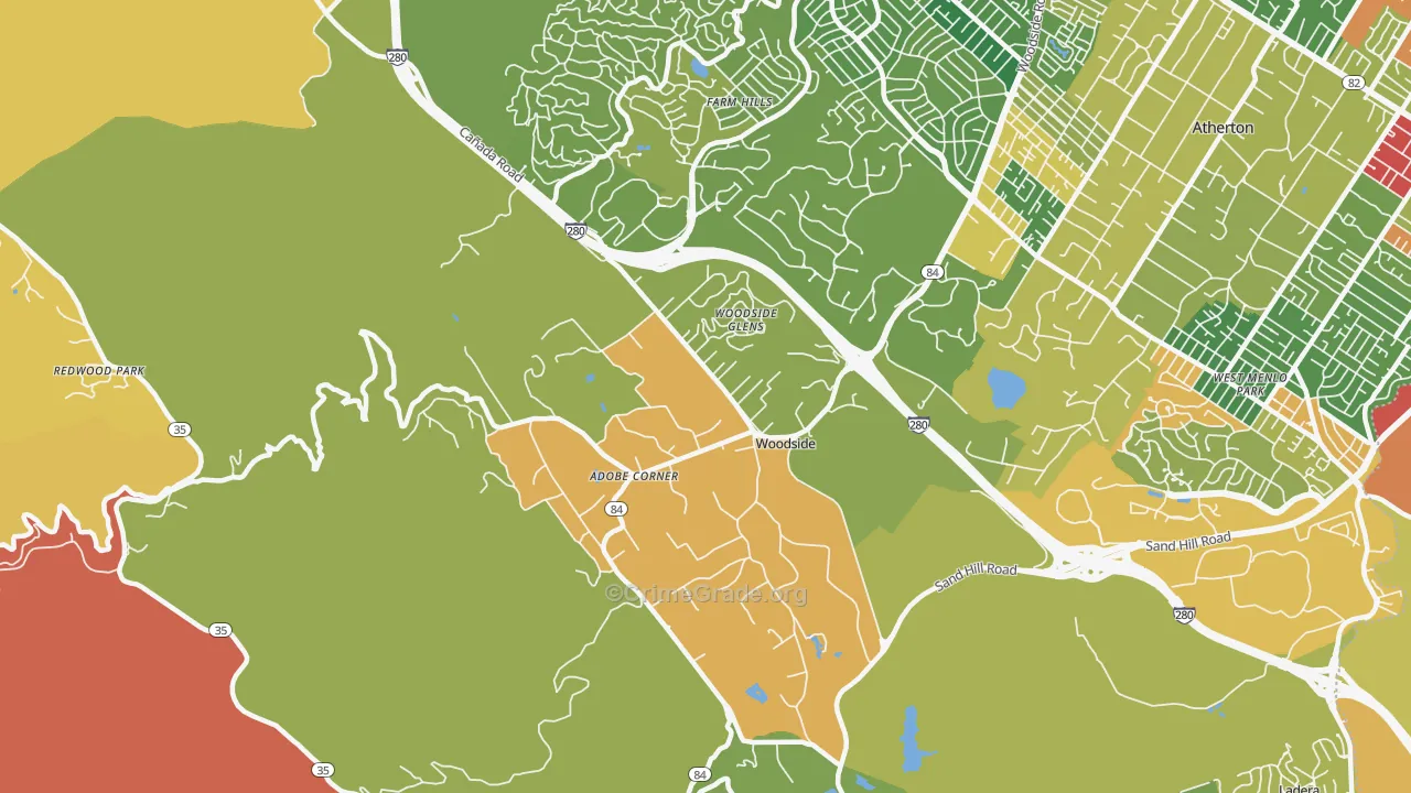 Woodside, CA Map of Assault Rates