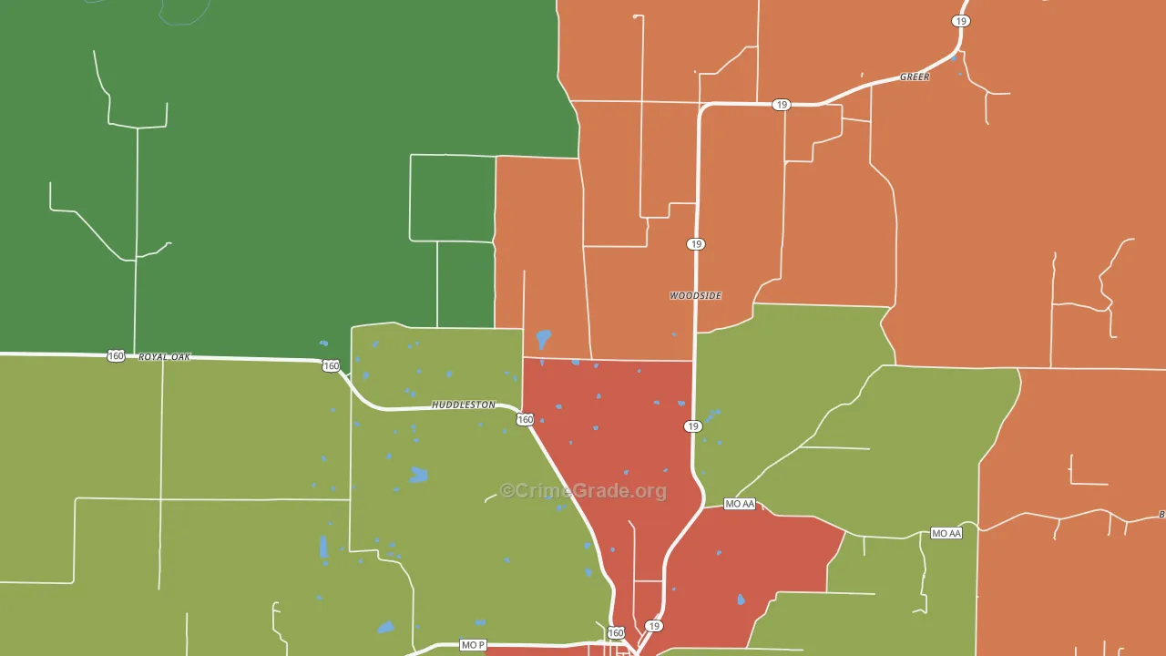 Woodside, MO Map of Assault Rates