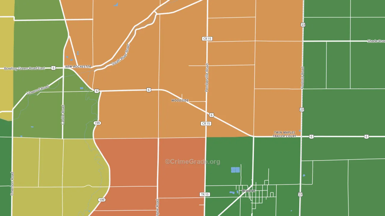 Woodside, OH Map of Assault Rates