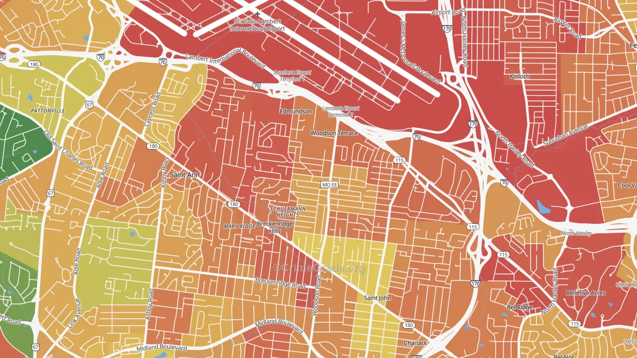 Woodson Terrace, MO Map of Assault Rates