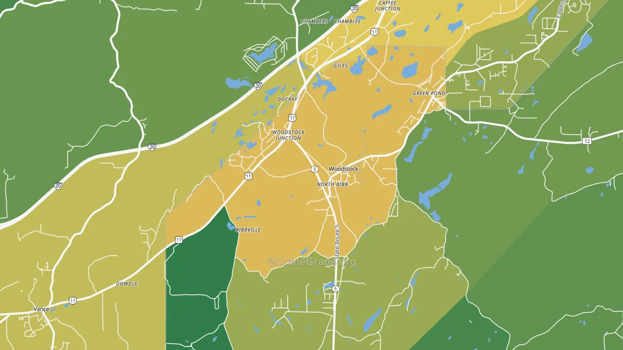 Woodstock, AL Map of Assault Rates