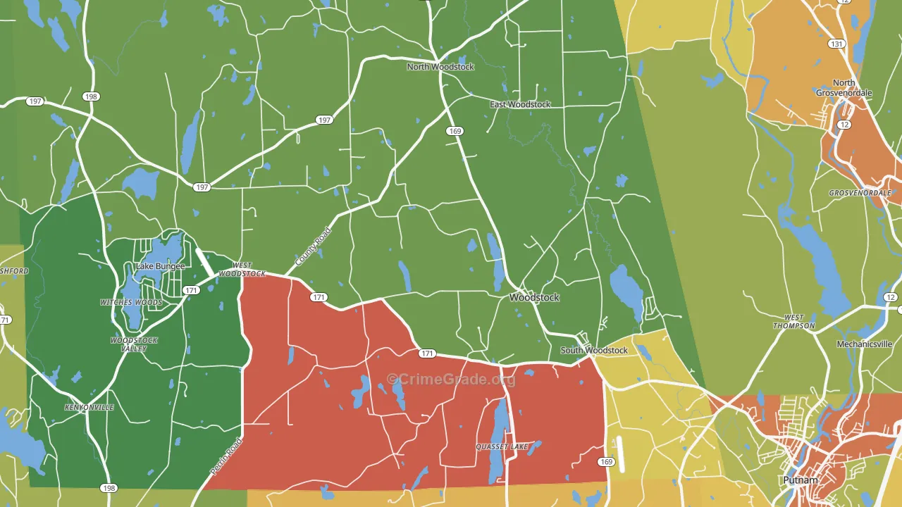 Woodstock, CT Map of Assault Rates