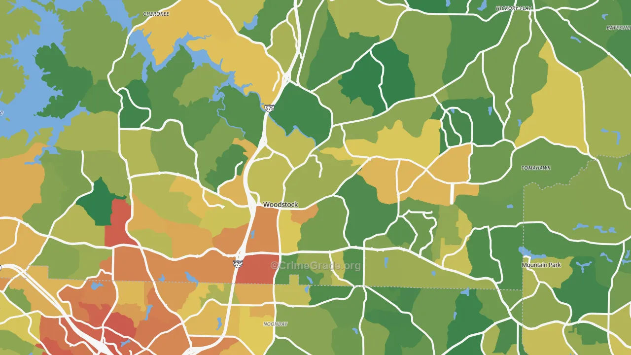 Woodstock, GA Map of Assault Rates