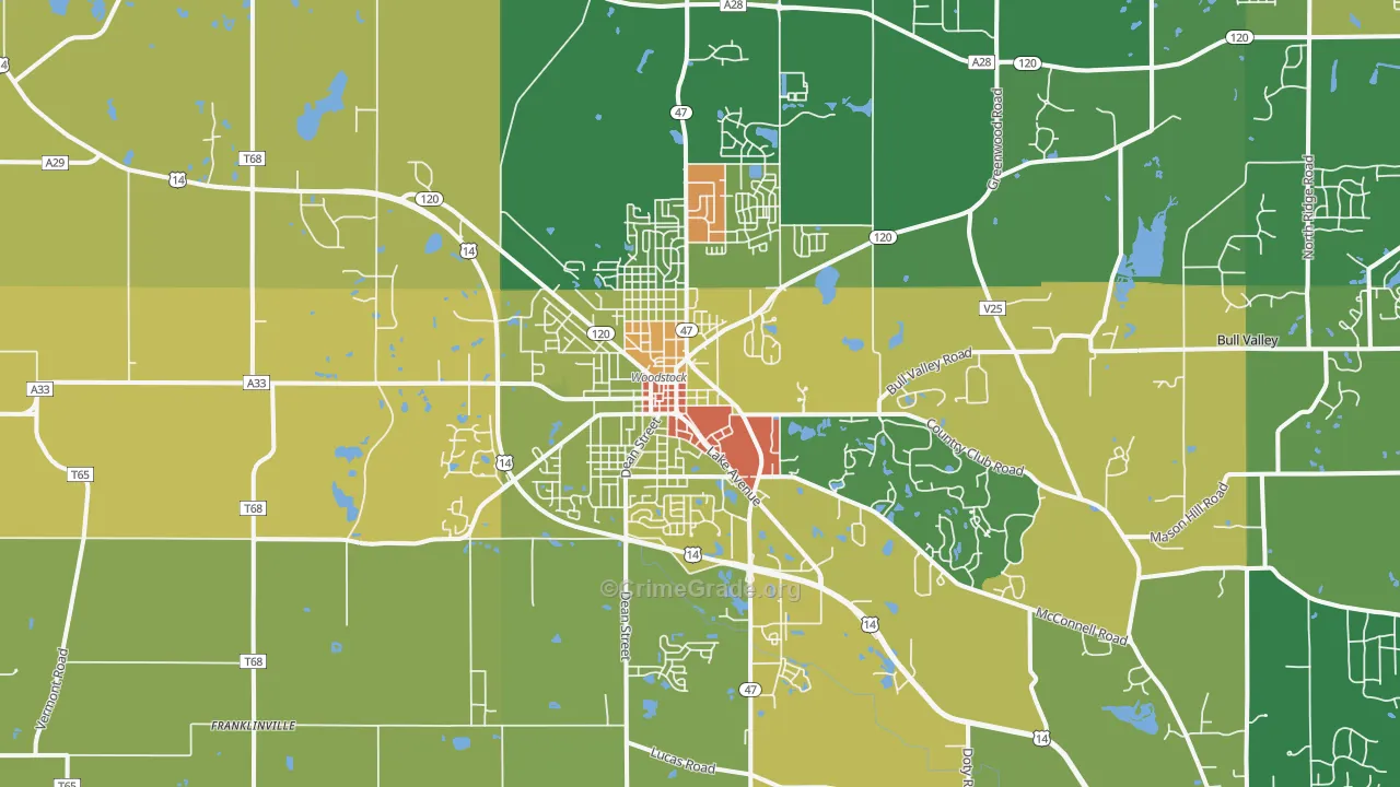 Woodstock, IL Map of Assault Rates