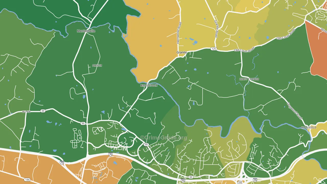 Woodstock, MD Map of Assault Rates