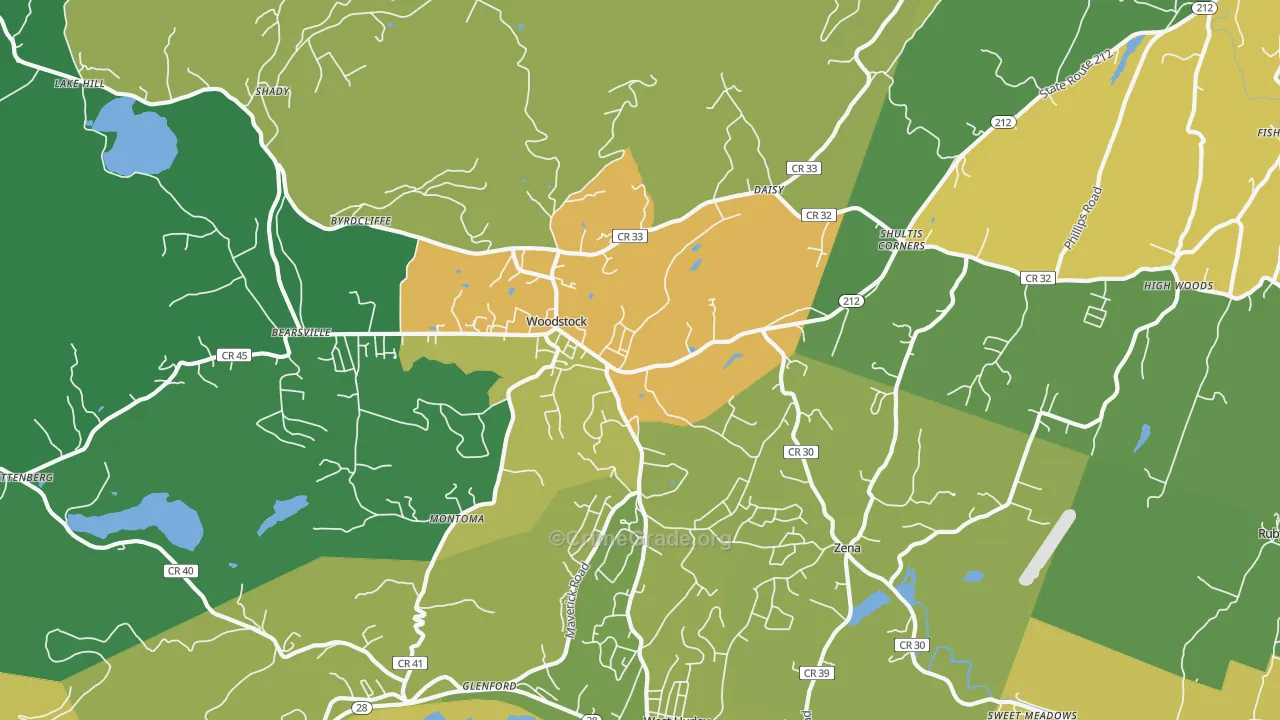 Woodstock, NY Map of Assault Rates