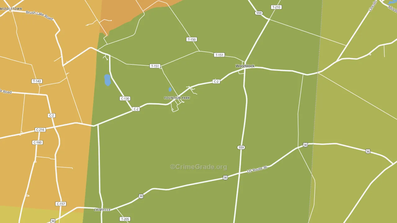 Woodstock, OH Map of Assault Rates