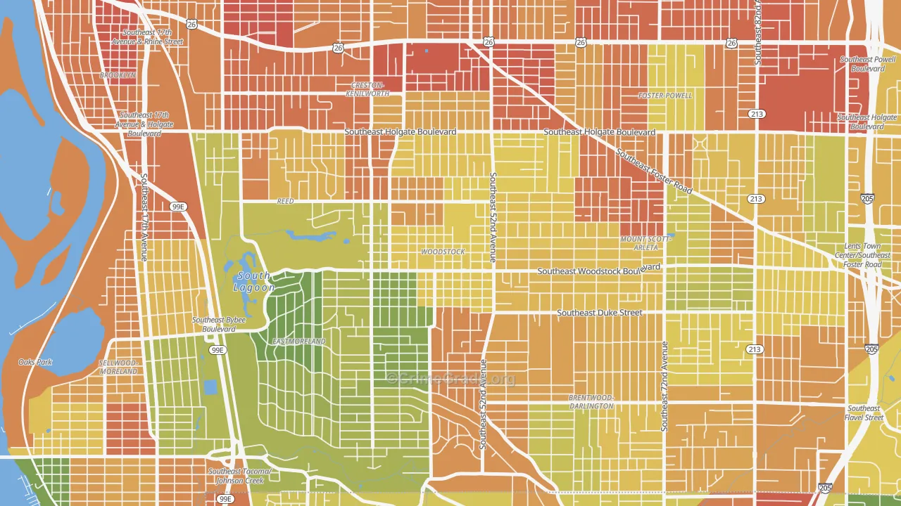 Woodstock, Portland, OR Map of Assault Rates