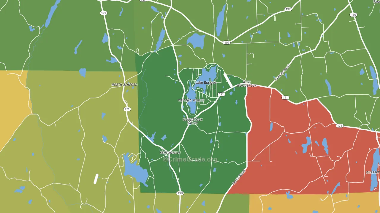 Woodstock Valley, CT Map of Assault Rates