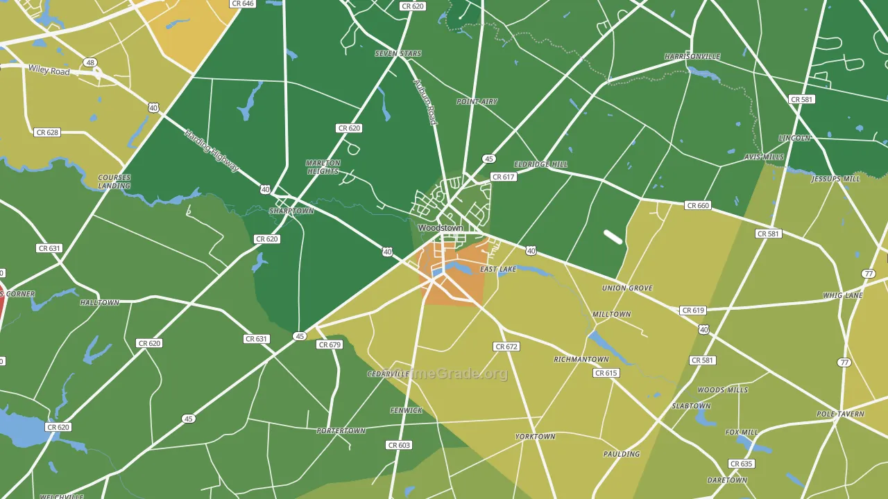 Woodstown, NJ Map of Assault Rates
