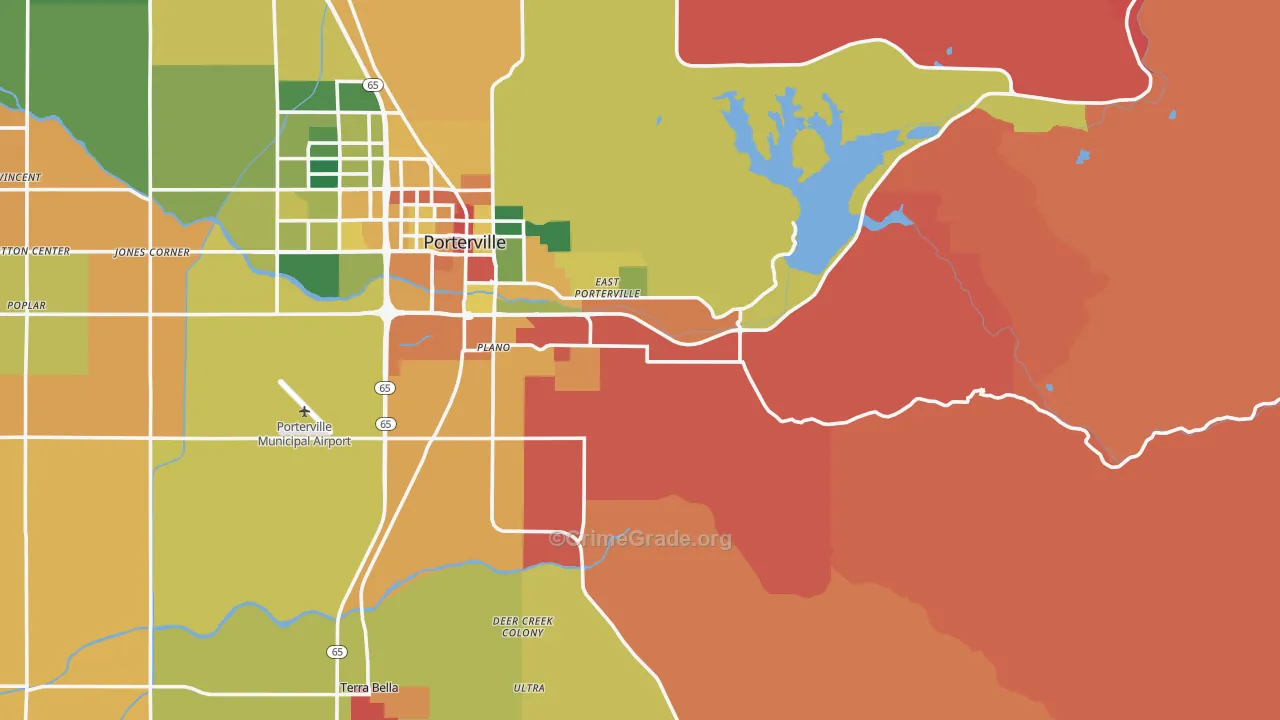 Woodville, CA Map of Assault Rates