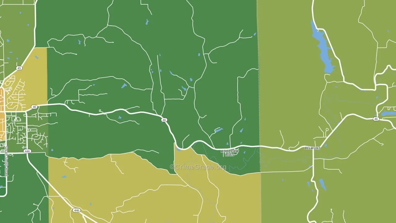 Woodville Hills, IN Map of Assault Rates