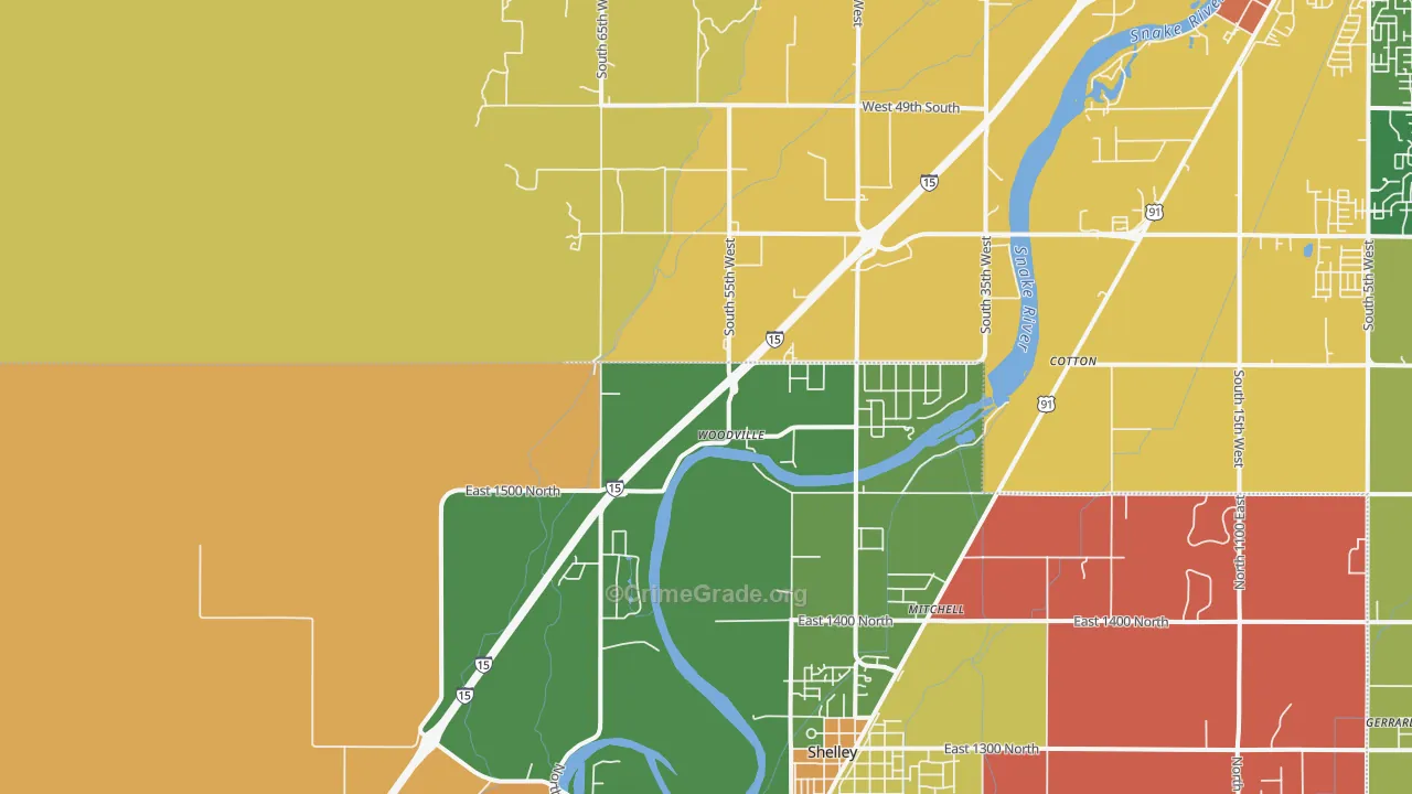 Woodville, ID Map of Assault Rates