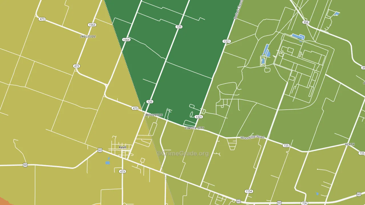 Woodville, KY Map of Assault Rates