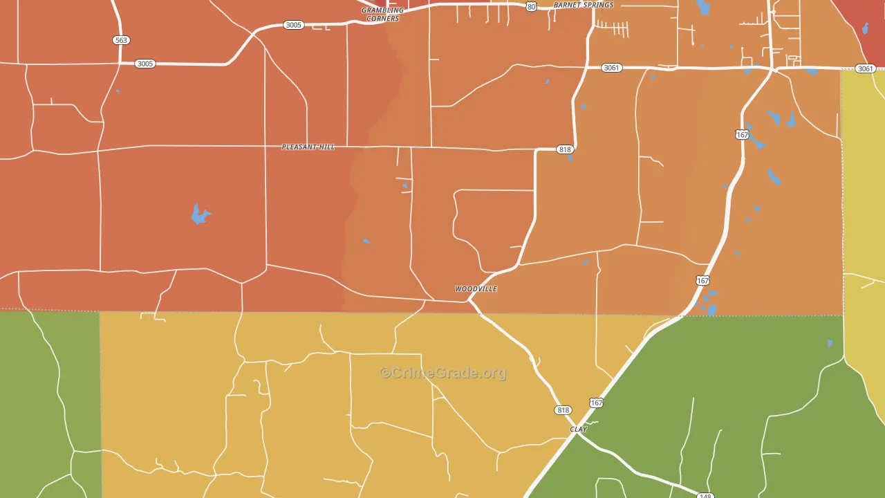 Woodville, LA Map of Assault Rates