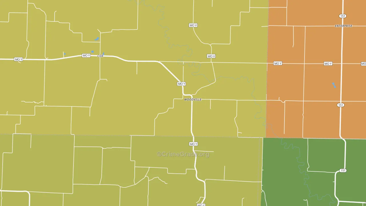Woodville, MO Map of Assault Rates