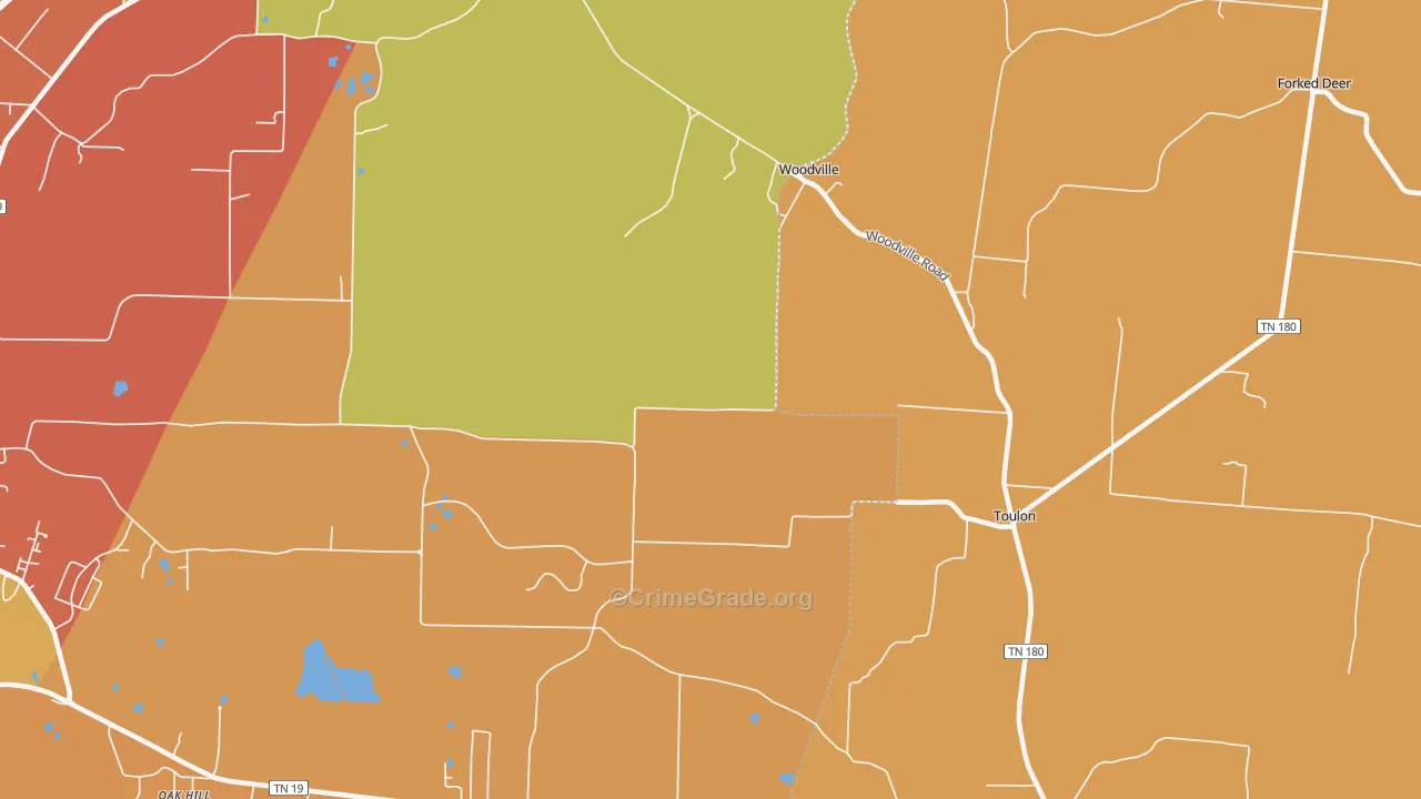 Woodville, TN Map of Assault Rates