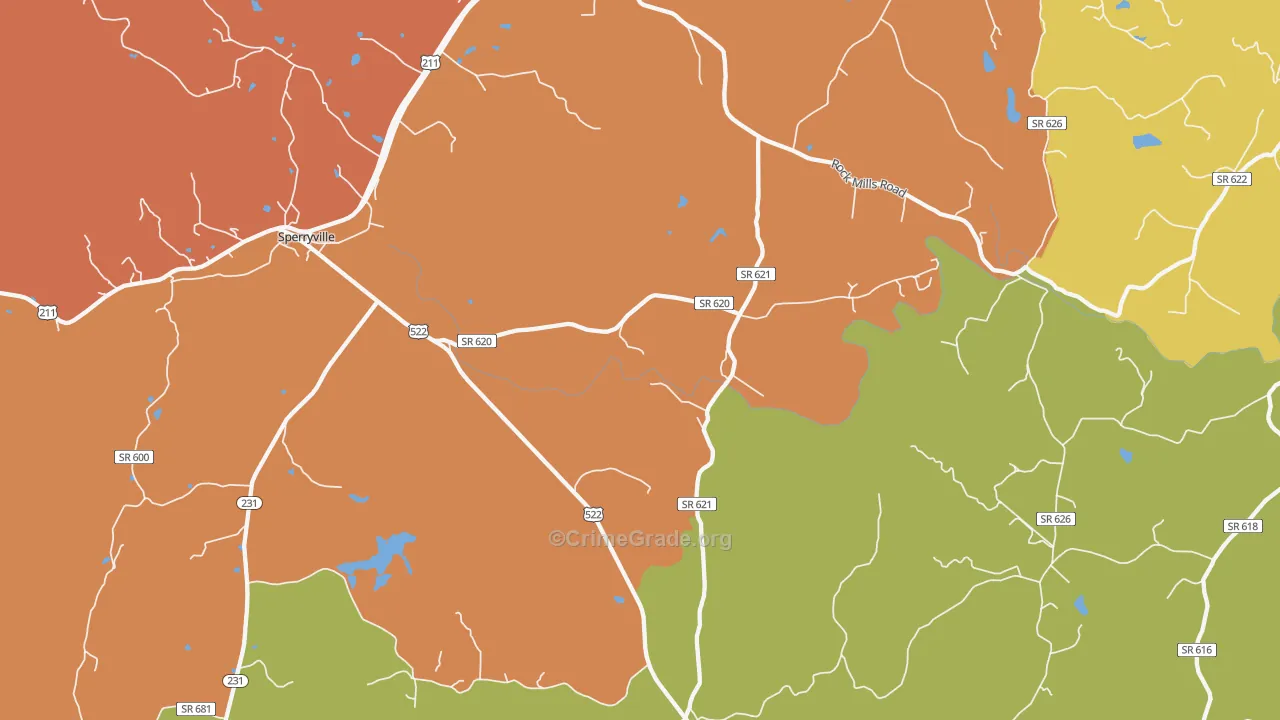 Woodville, VA Map of Assault Rates