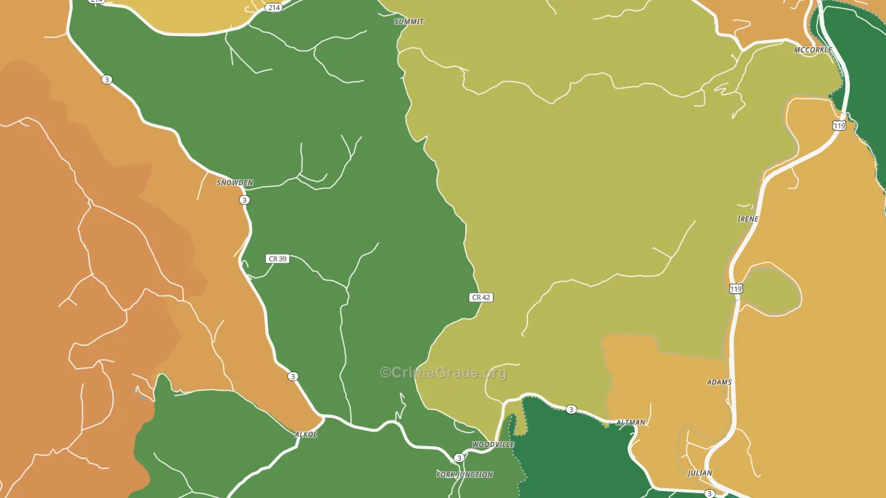 Woodville, WV Map of Assault Rates