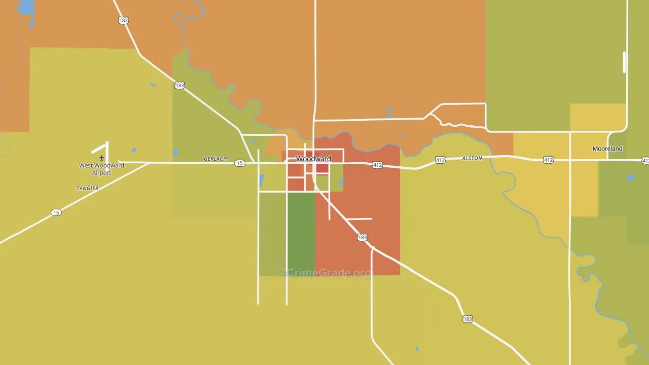 Woodward County, OK Map of Assault Rates