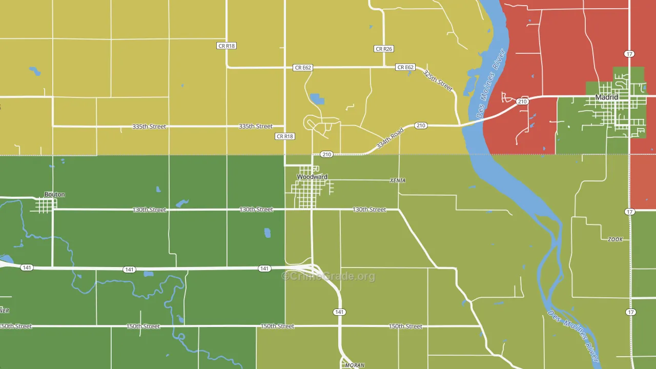 Woodward, IA Map of Assault Rates