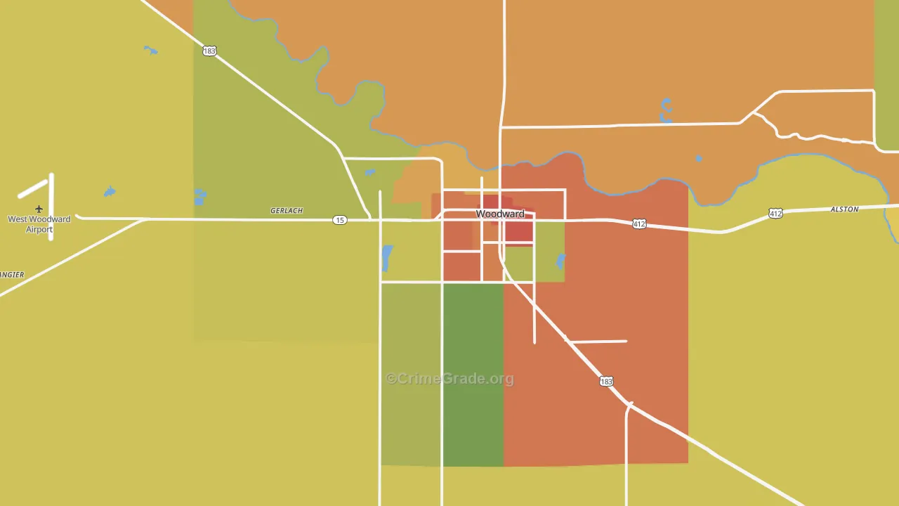 Woodward, OK Map of Assault Rates