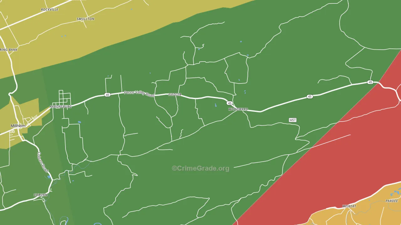 Woodward, PA Map of Assault Rates