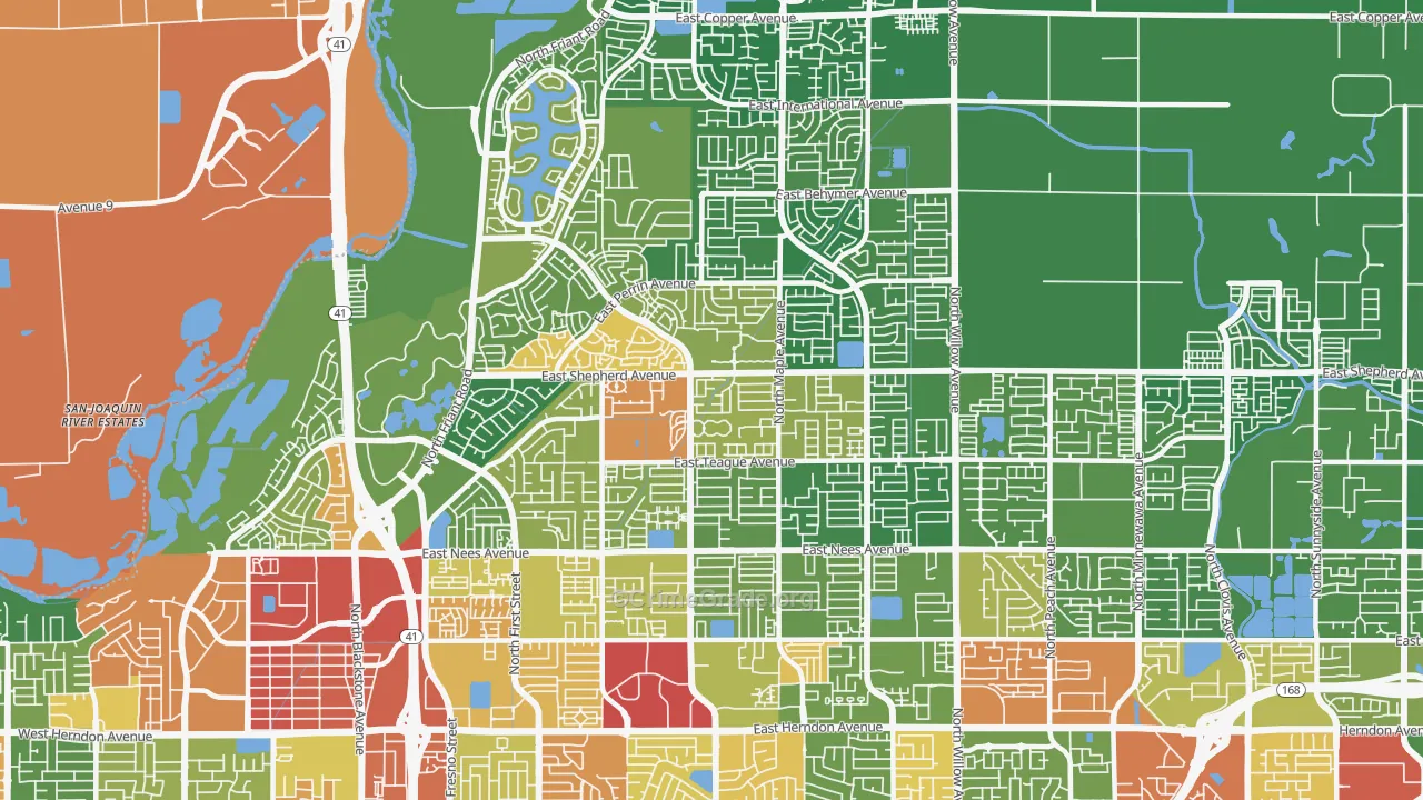 Woodward Park, Fresno, CA Map of Assault Rates