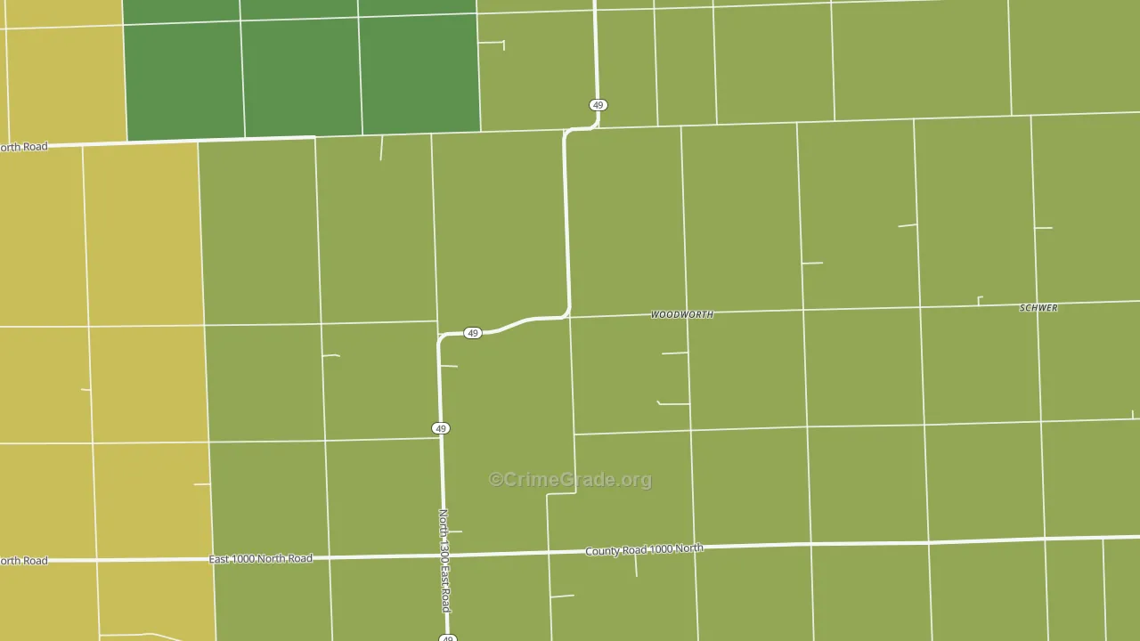 Woodworth, IL Map of Assault Rates