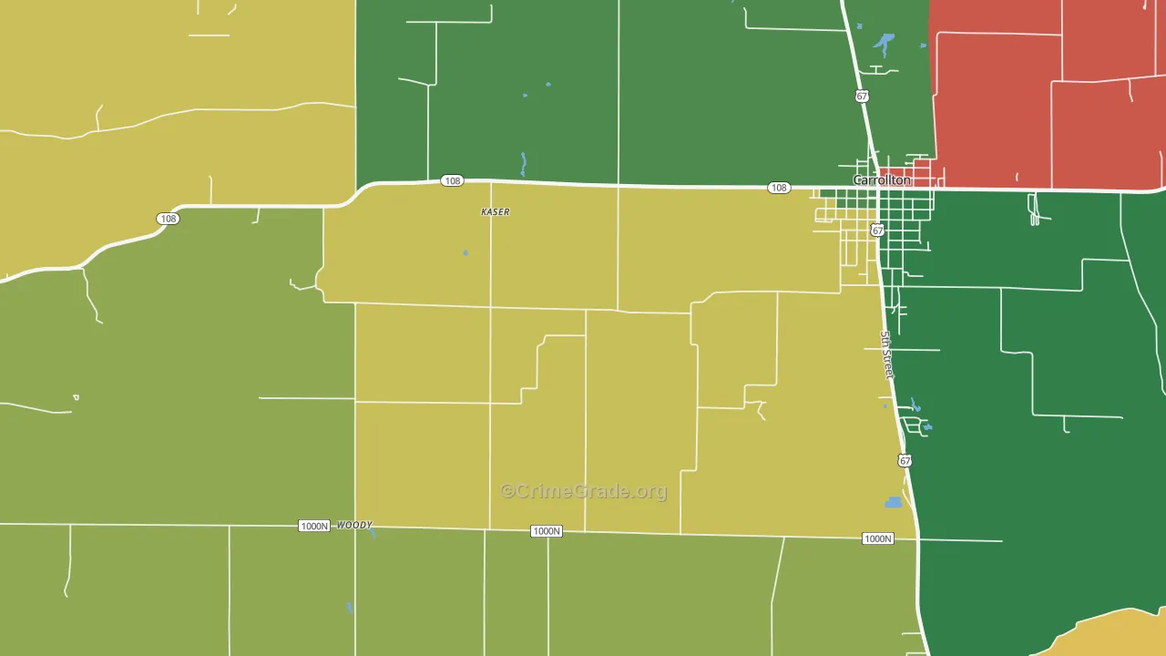 Woody, IL Map of Assault Rates