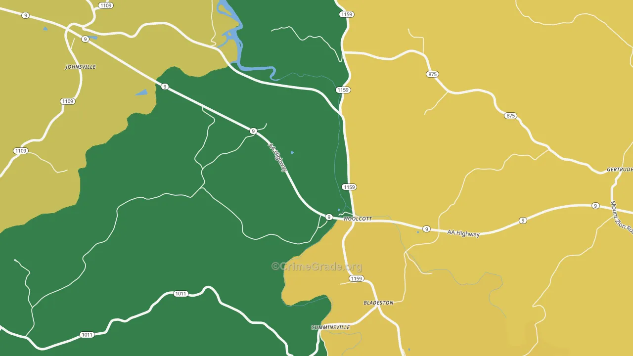 Woolcott, KY Map of Assault Rates
