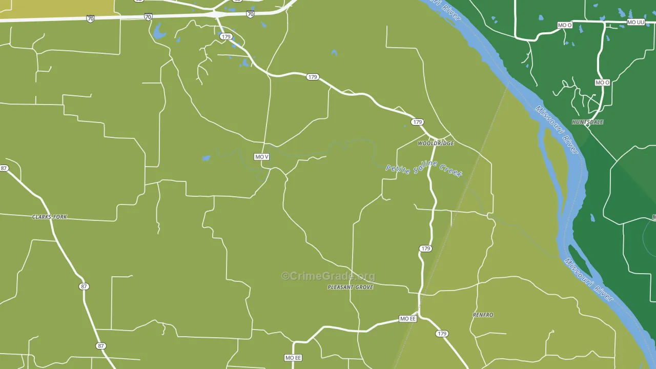 Wooldridge, MO Map of Assault Rates