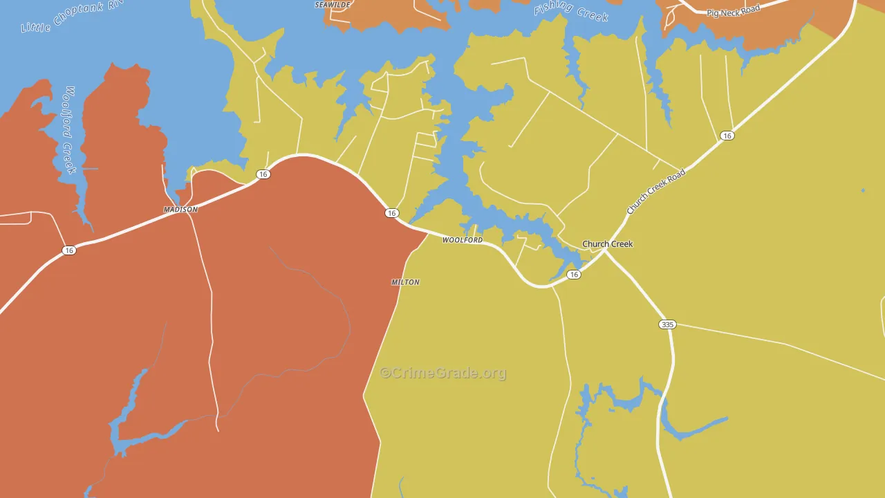 Woolford, MD Map of Assault Rates