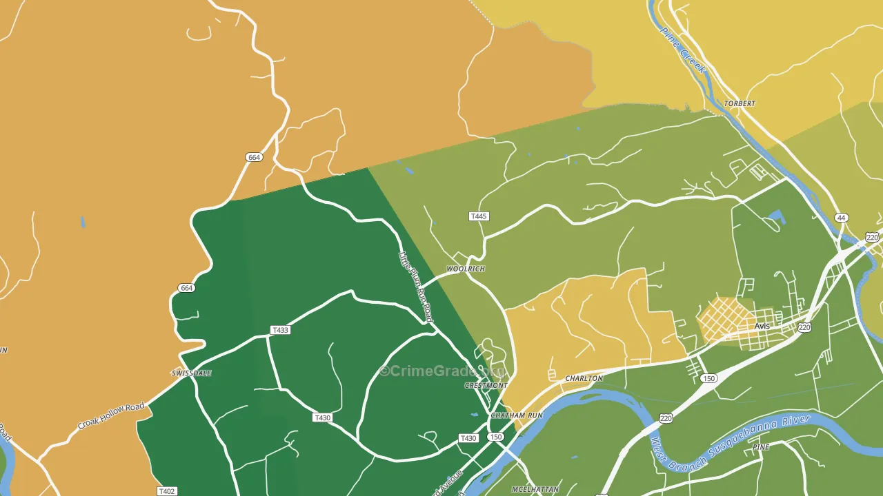 Woolrich, PA Map of Assault Rates