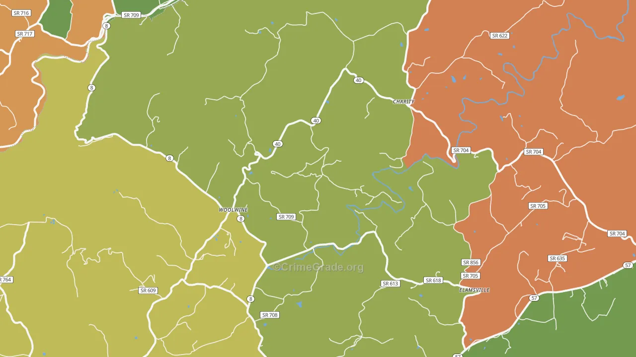 Woolwine, VA Map of Assault Rates