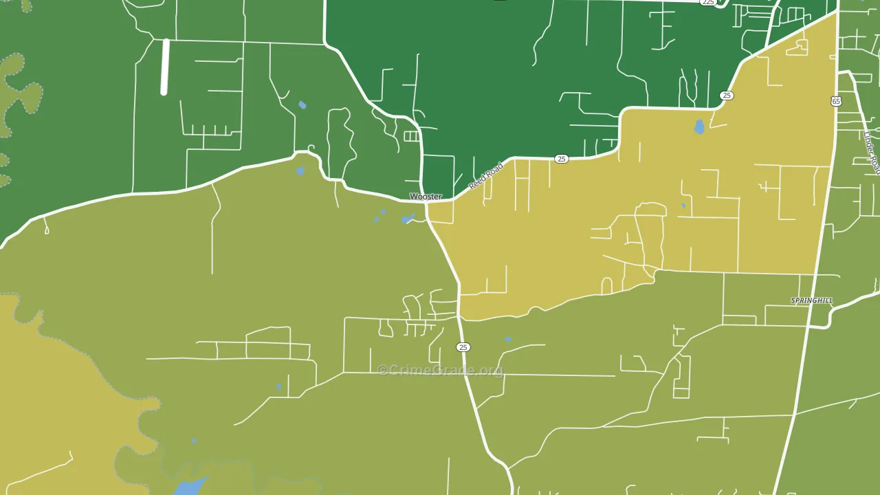 Wooster, AR Map of Assault Rates