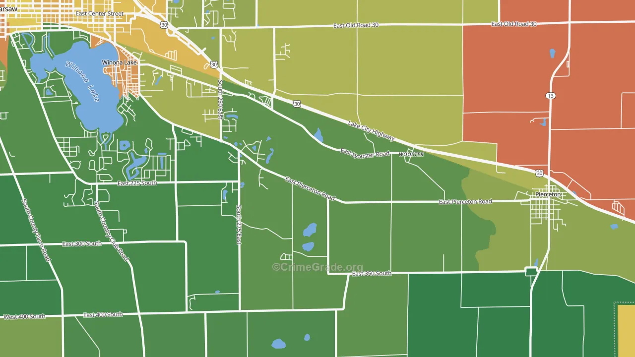 Wooster, IN Map of Assault Rates