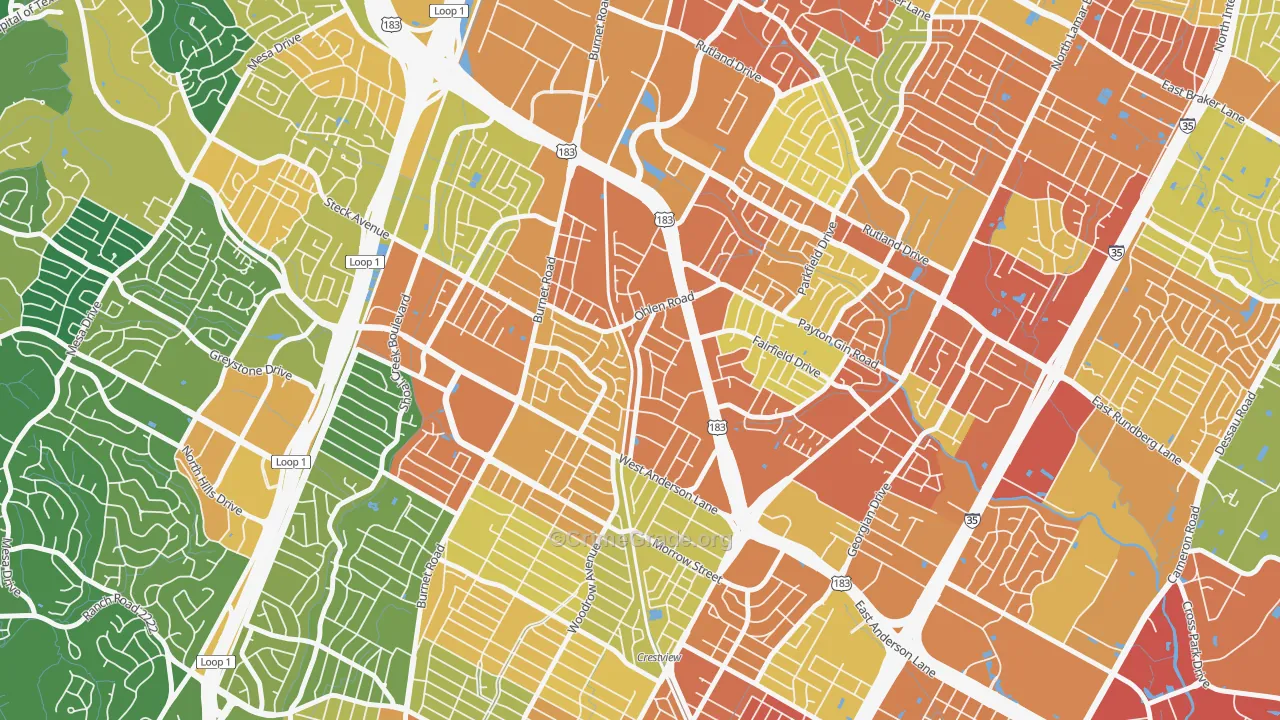 Wooten, Austin, TX Map of Assault Rates
