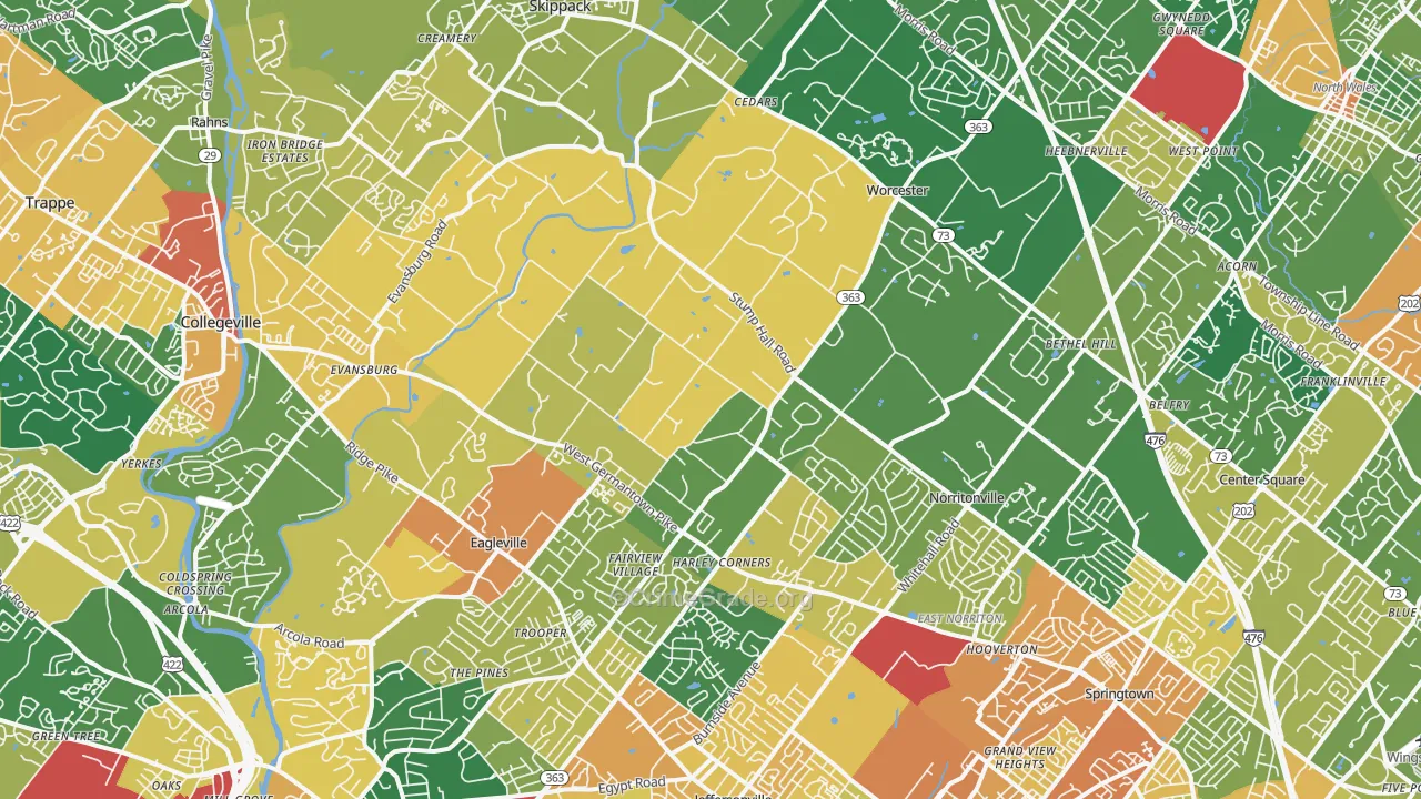 Worcester, PA Map of Assault Rates