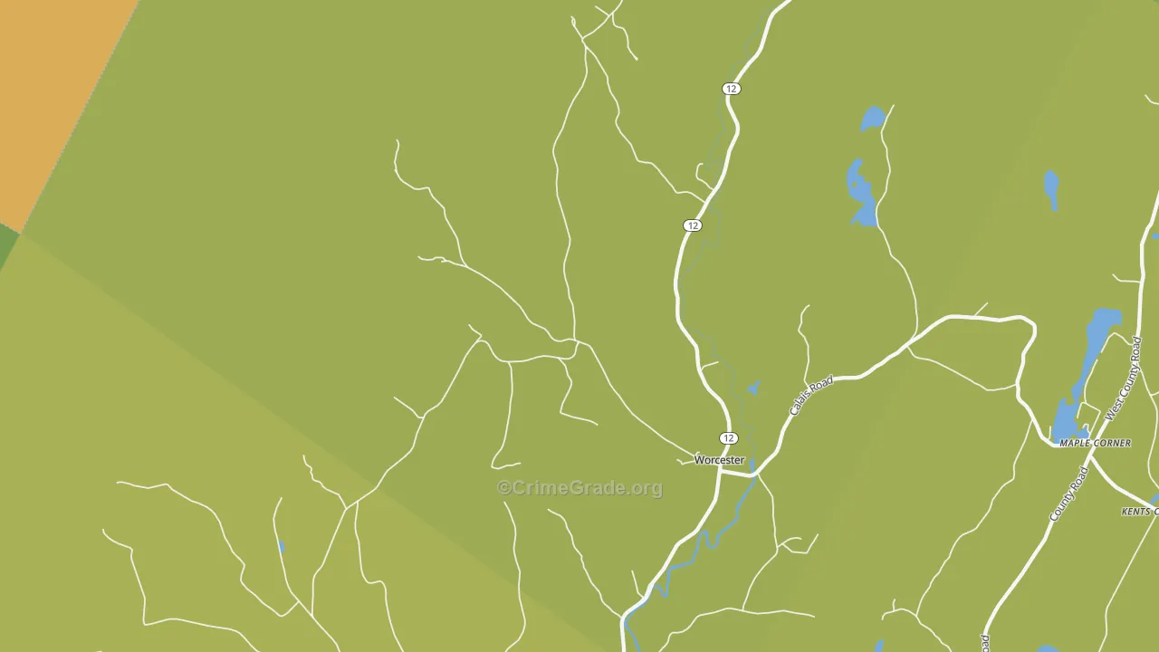 Worcester, VT Map of Assault Rates