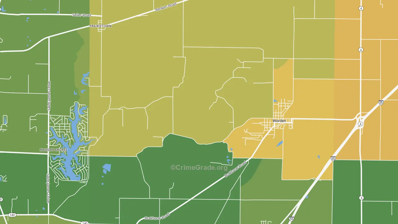 Worden, IL Map of Assault Rates