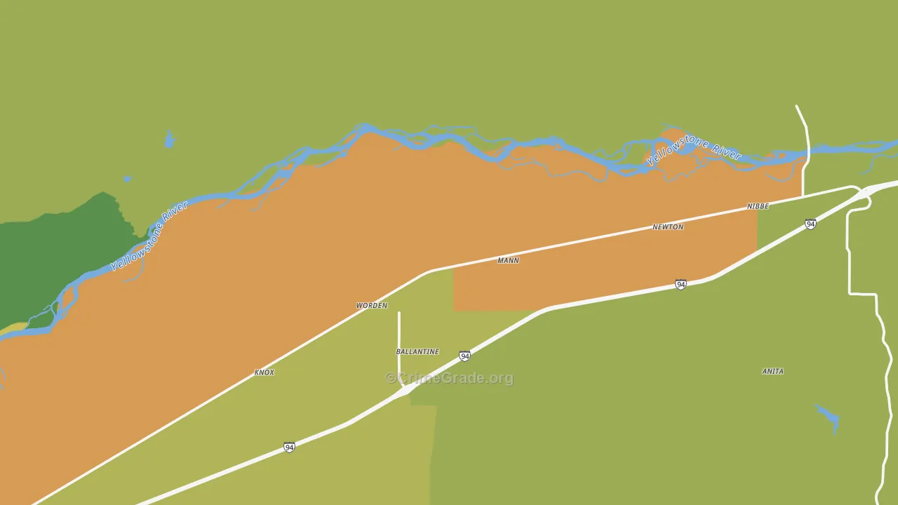 Worden, MT Map of Assault Rates