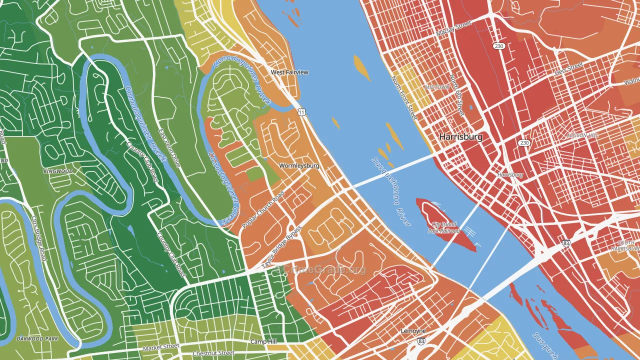Wormleysburg, PA Map of Assault Rates