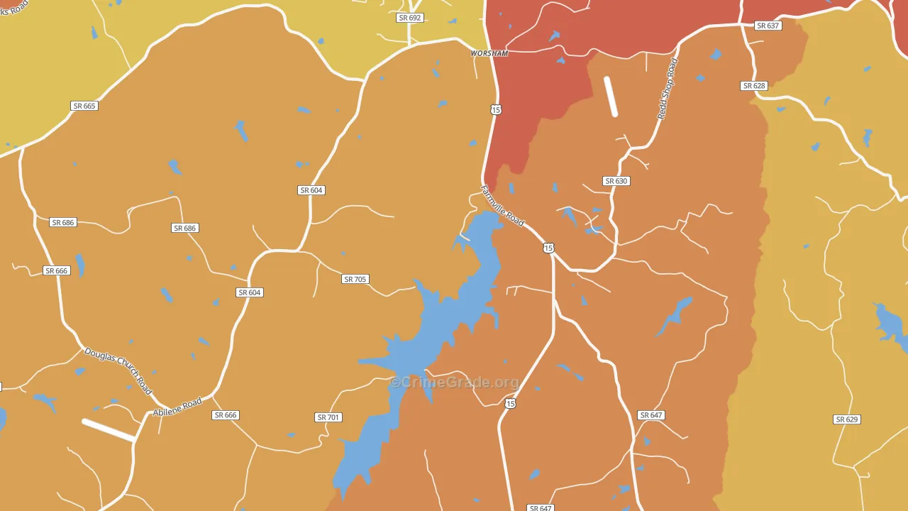Worsham, VA Map of Assault Rates