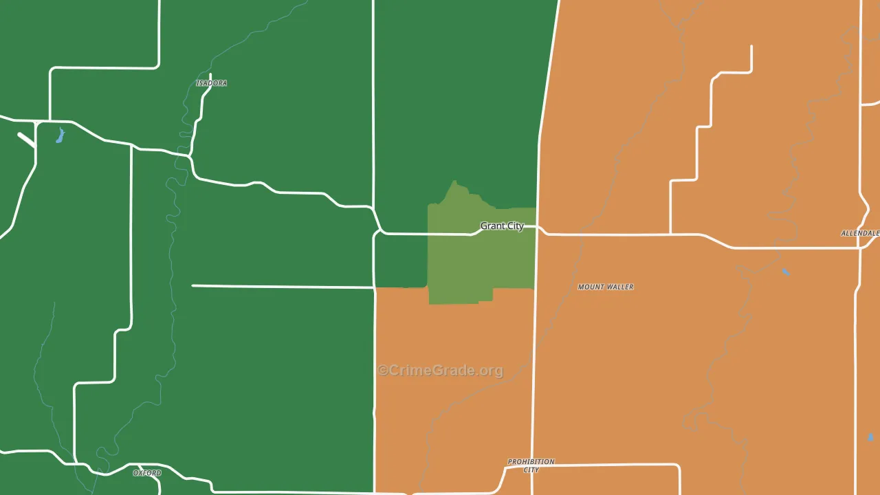 Worth County, MO Map of Assault Rates