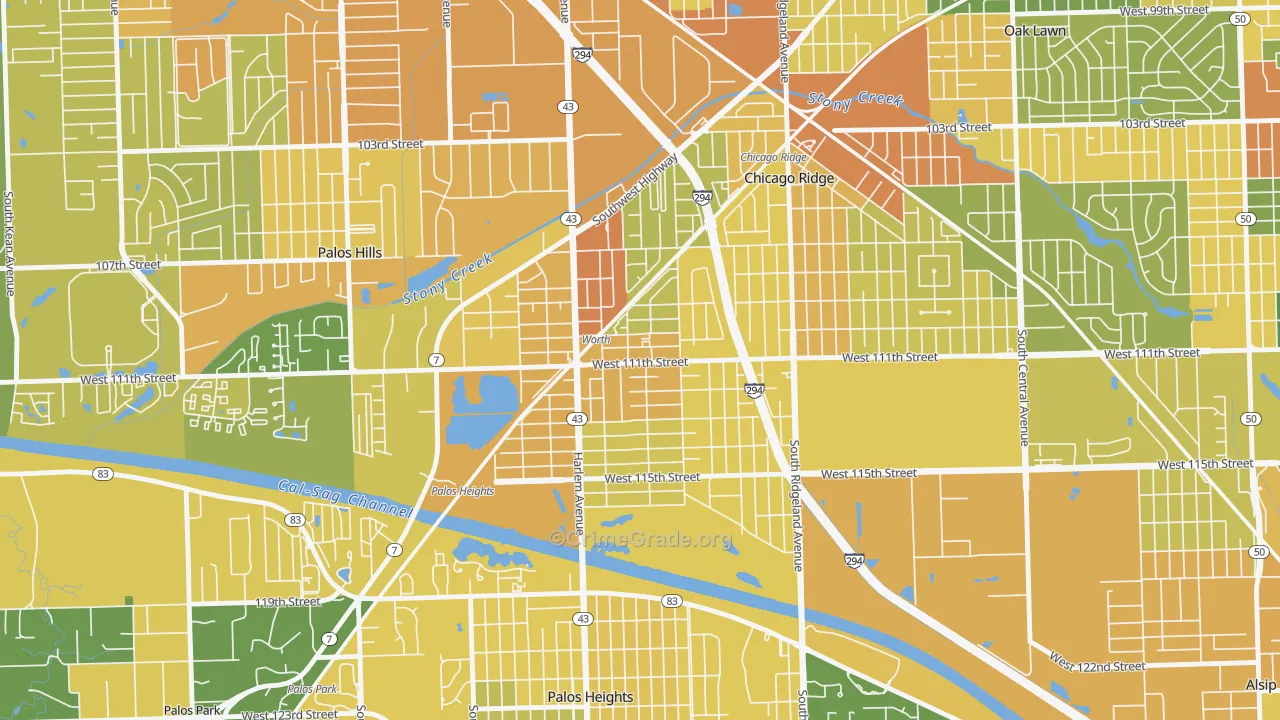 Worth, IL Map of Assault Rates