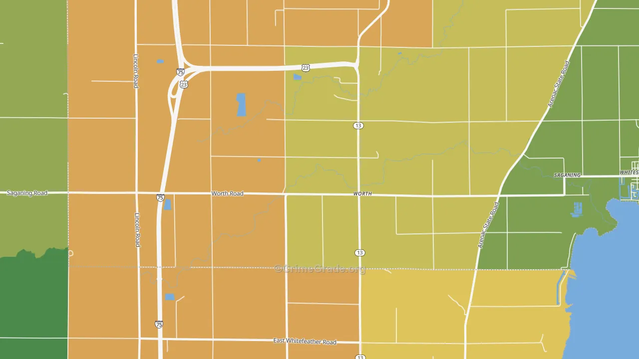 Worth, MI Map of Assault Rates