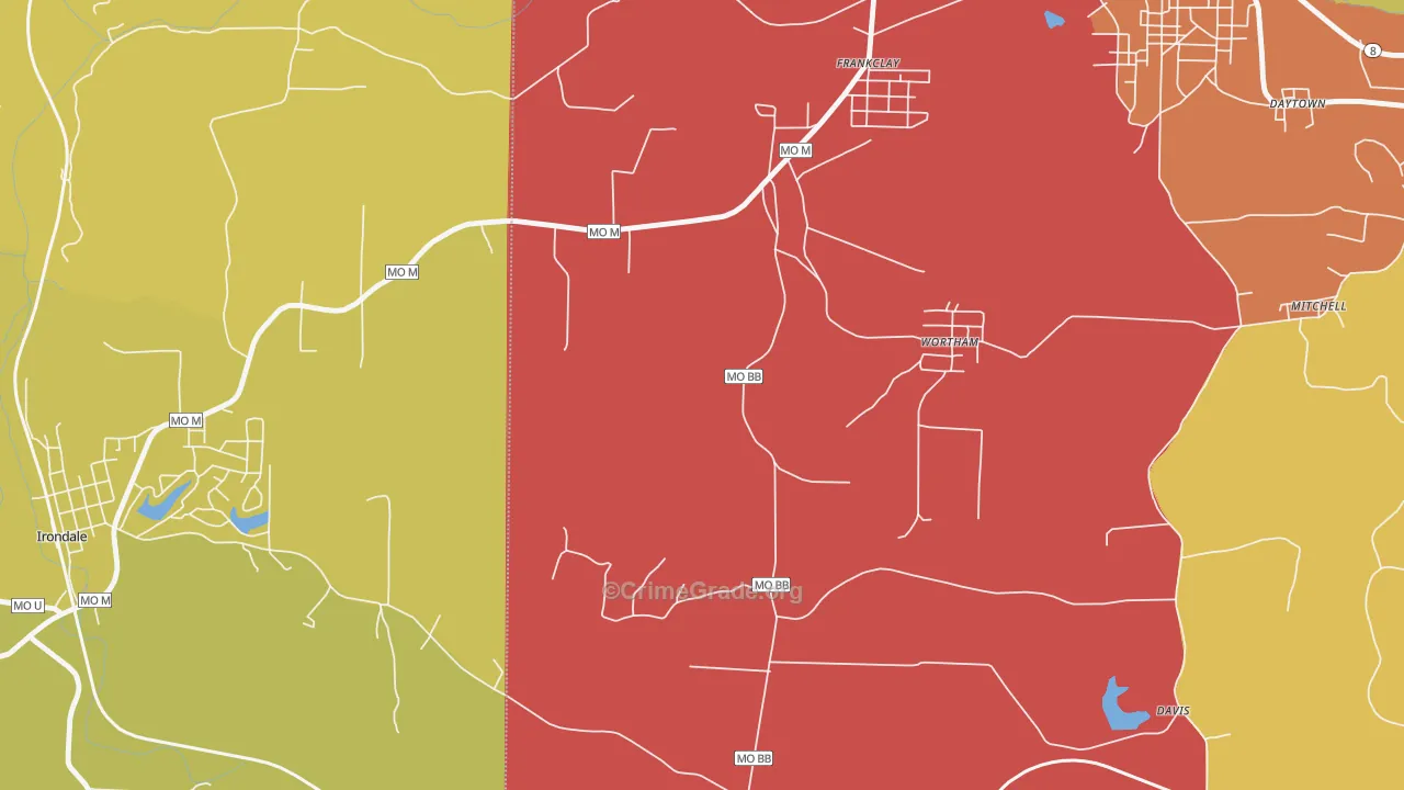 Wortham, MO Map of Assault Rates