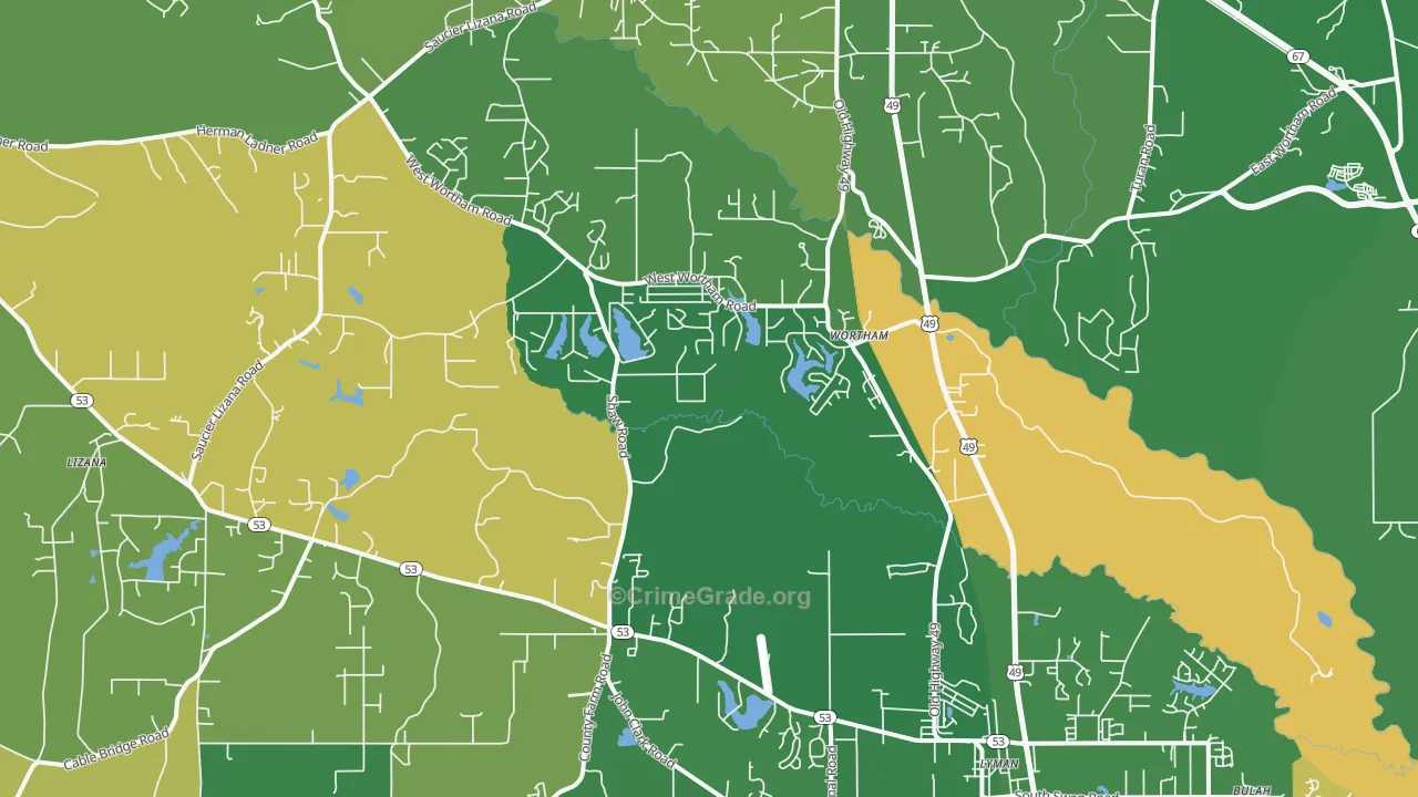 Wortham, MS Map of Assault Rates